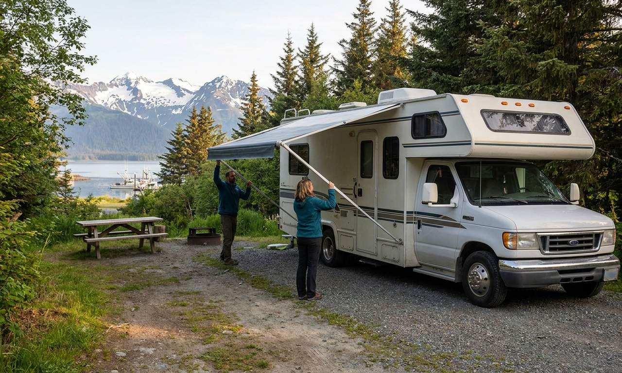 Winter RV camping in Anchorage