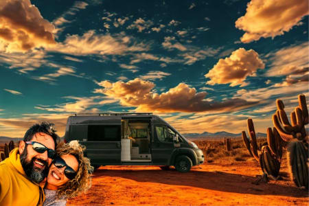 Interior of a modern rented campervan ready for a trip from Moser