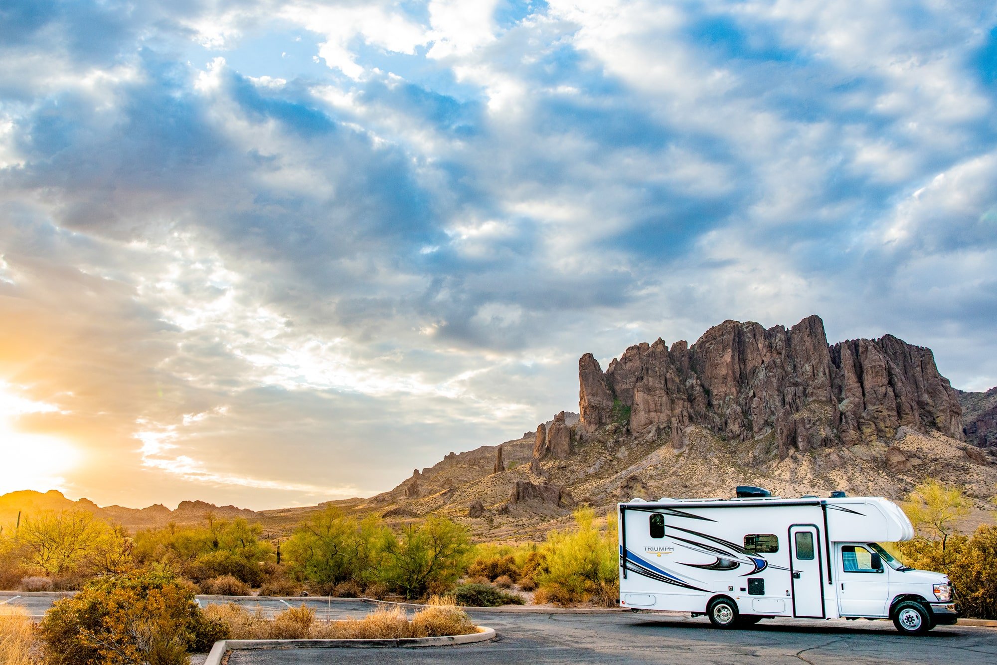 A comfortable Class C motorhome ready for a journey through the Basque Country