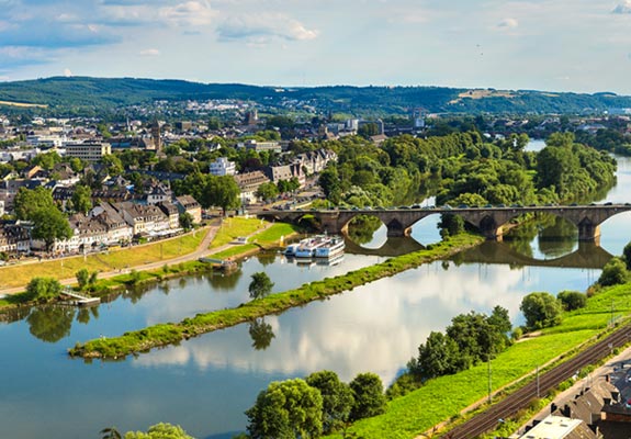 Scenic view over the city of Trier and the Moselle River
