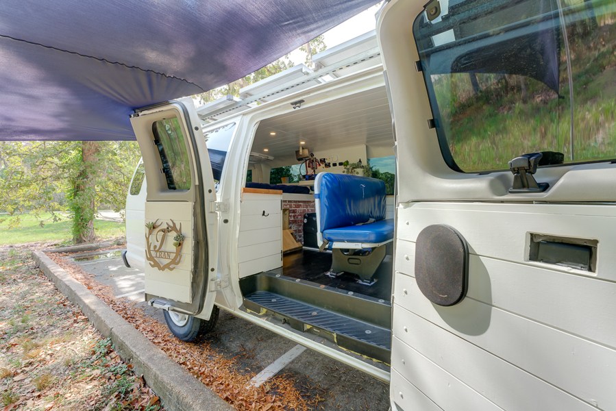Scenic view from a rented campervan in the Houston area