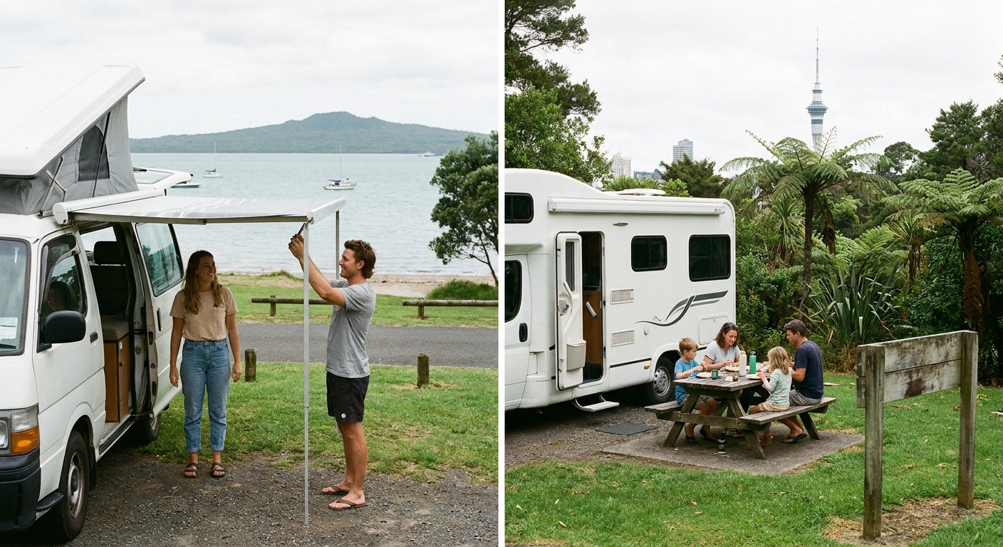 Driver showing RV license requirements in Auckland