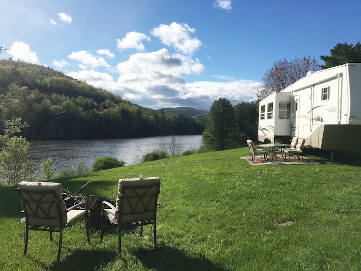 Interior of a modern campervan available for rent in Ammern