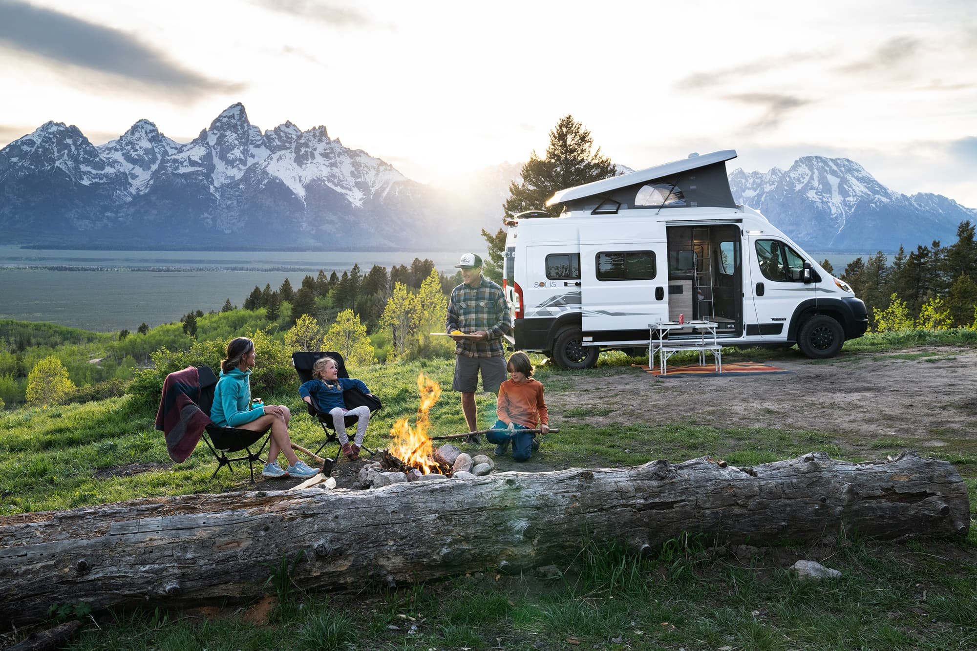 A rented motorhome parked in the scenic landscape near Ammern, Germany