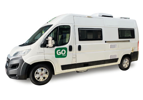 White Go Cheapt Campervan parked in a scenic location