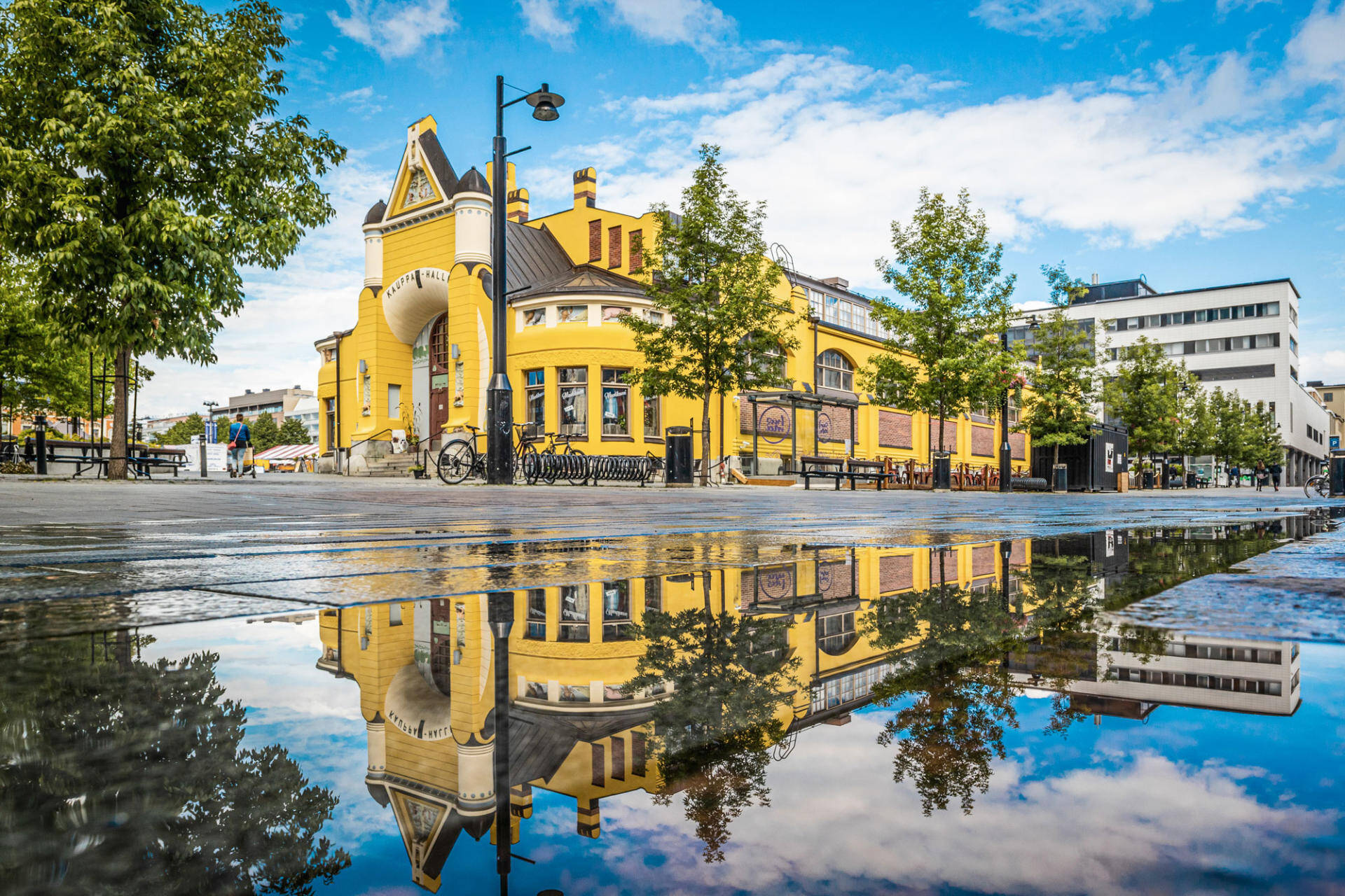 A bustling summer market square in Kuopio - Airport scenic landscape travel
