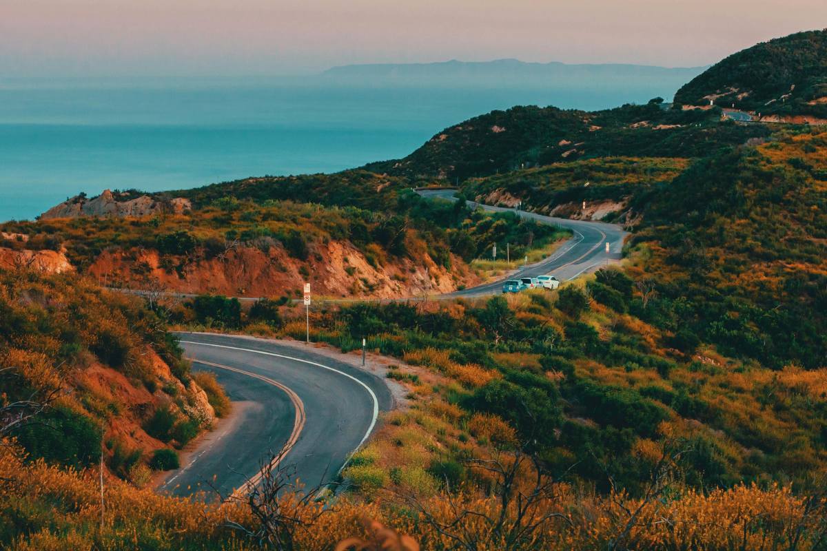A scenic coastal drive in a rented motorhome near Los Angeles