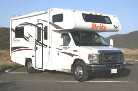 Britz Class C Motorhome parked in a scenic desert location