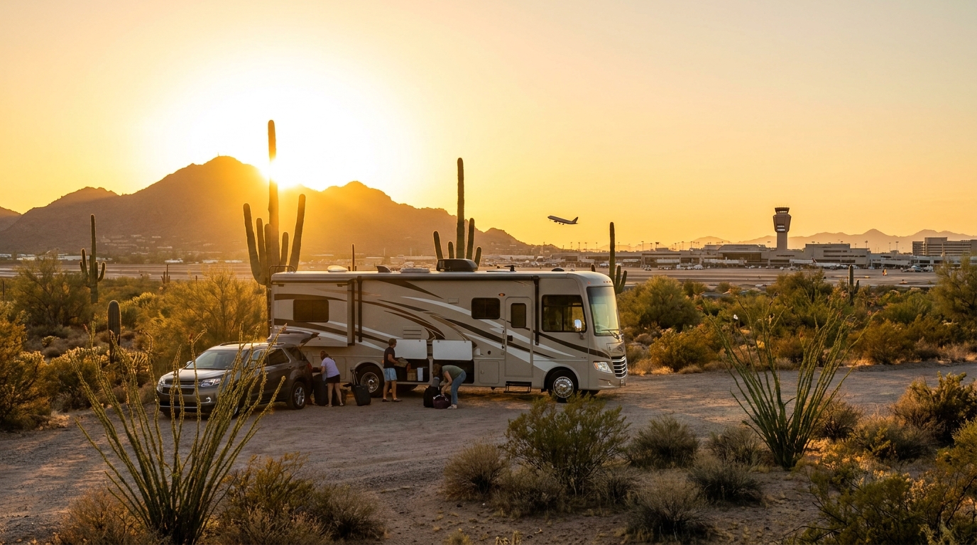 Airport RV Pickup Tips for Phoenix - Fly and Drive Guide 2026