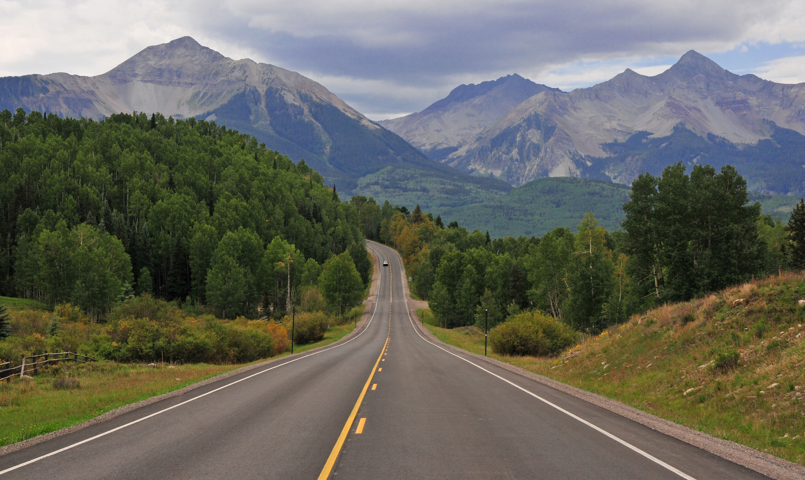 A winding mountain road near Denver, easily navigable with a rented RV.