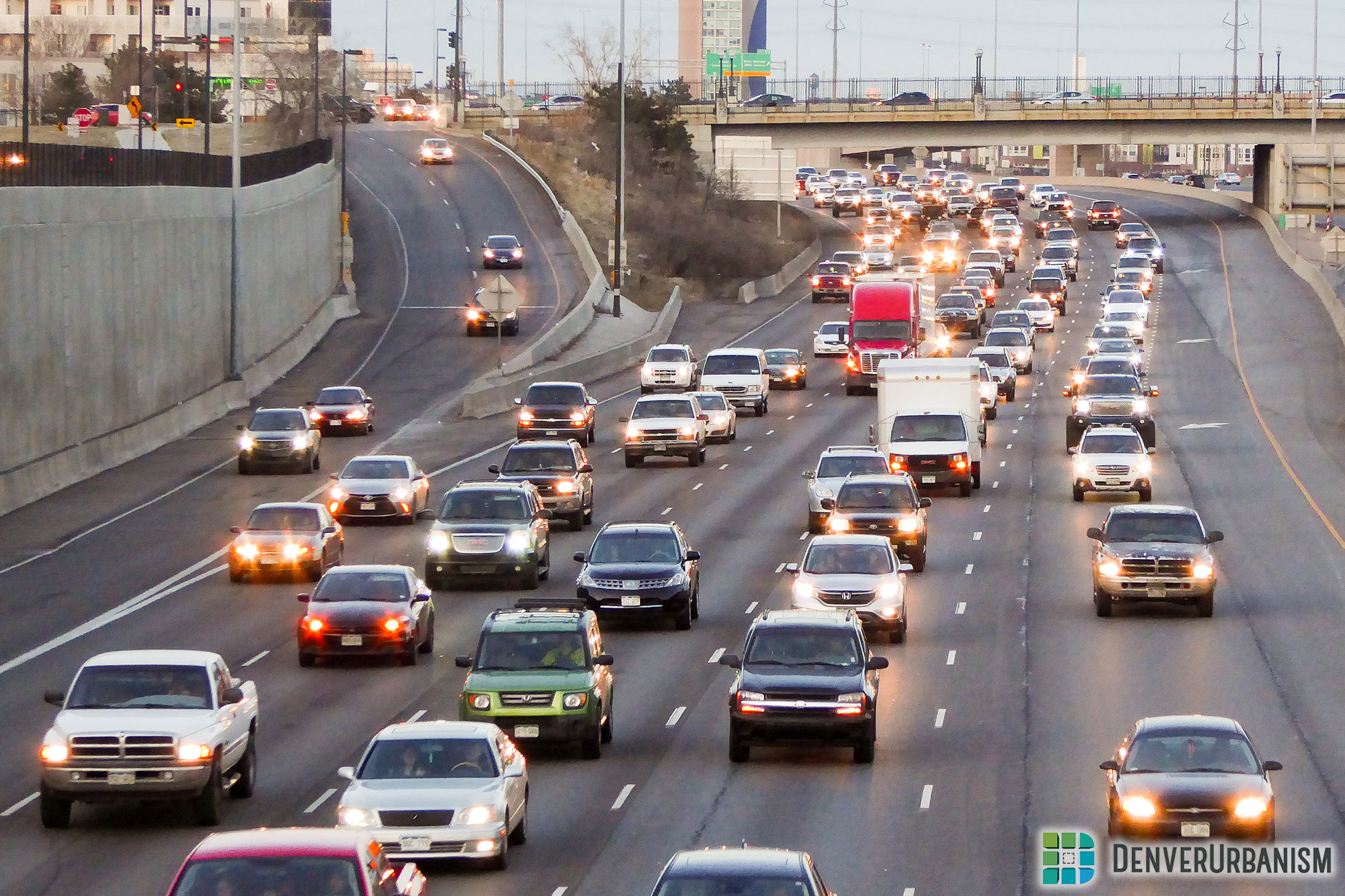 Driving on a highway in Denver, Colorado