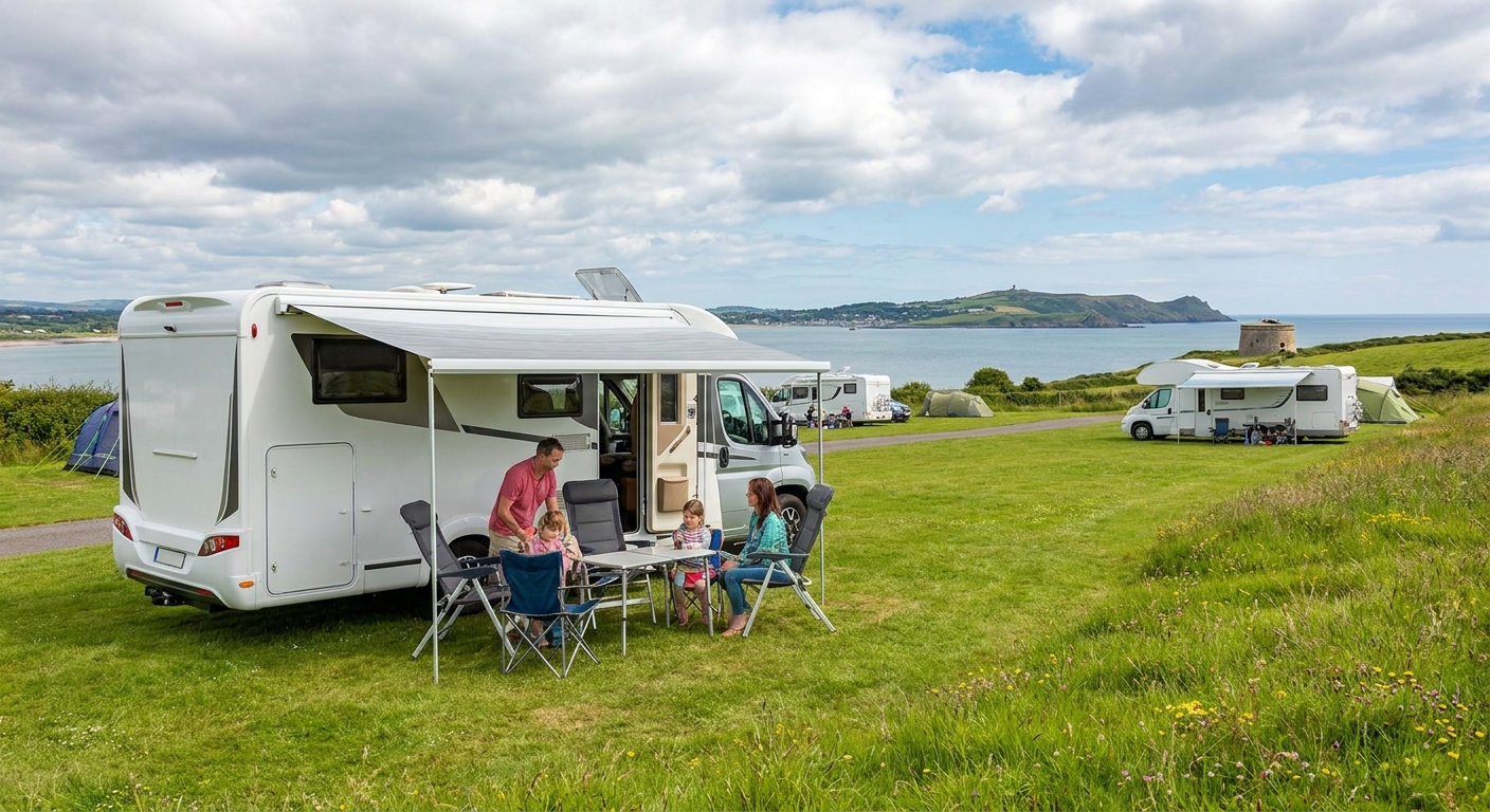 Family RV parked at a kid-friendly campground near Dublin