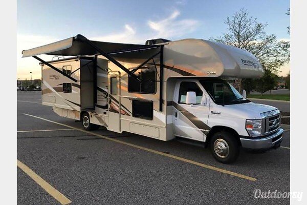 A Thor motorhome ready for rental in Denver, Colorado