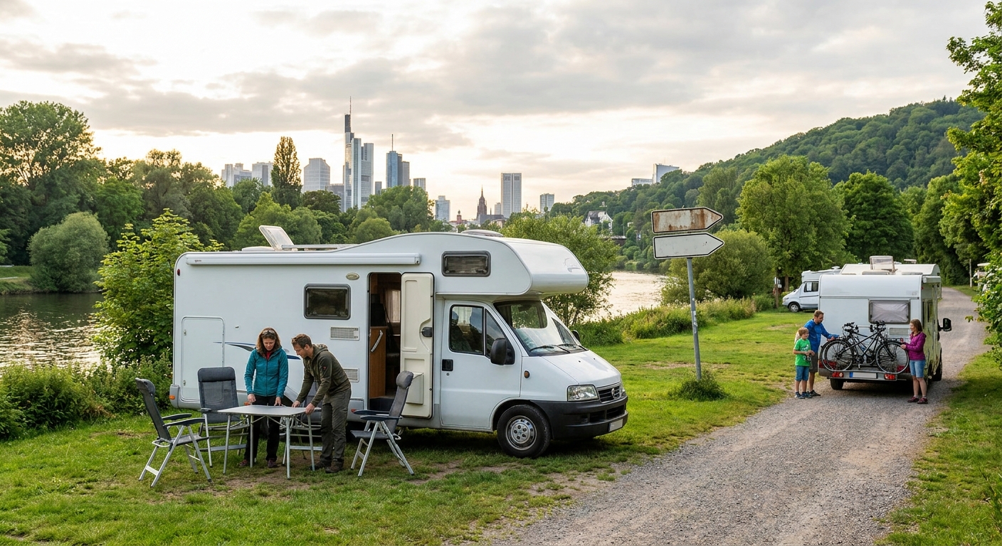 Motorhome traveling along the scenic Romantic Road in Germany