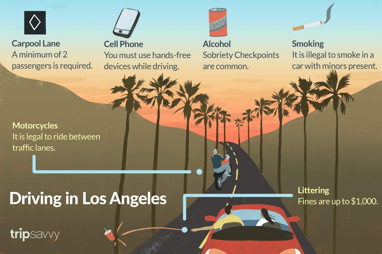 Driving on a multi-lane freeway in Los Angeles in an RV