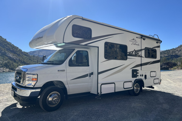 A family enjoying their Class C motorhome rental in Los Angeles