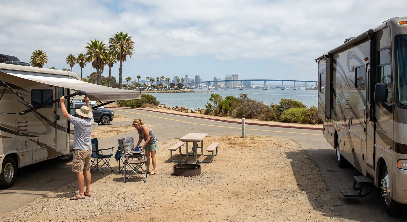 A scenic view from a San Diego area campground