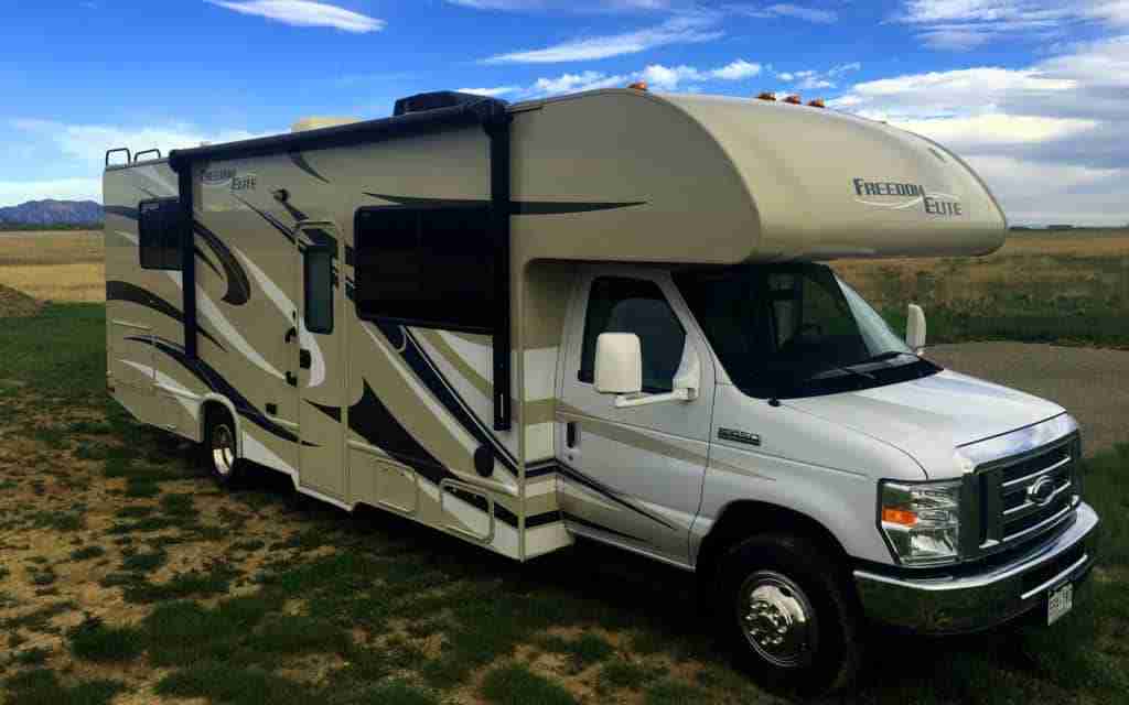 A Class C motorhome ready for a Denver road trip