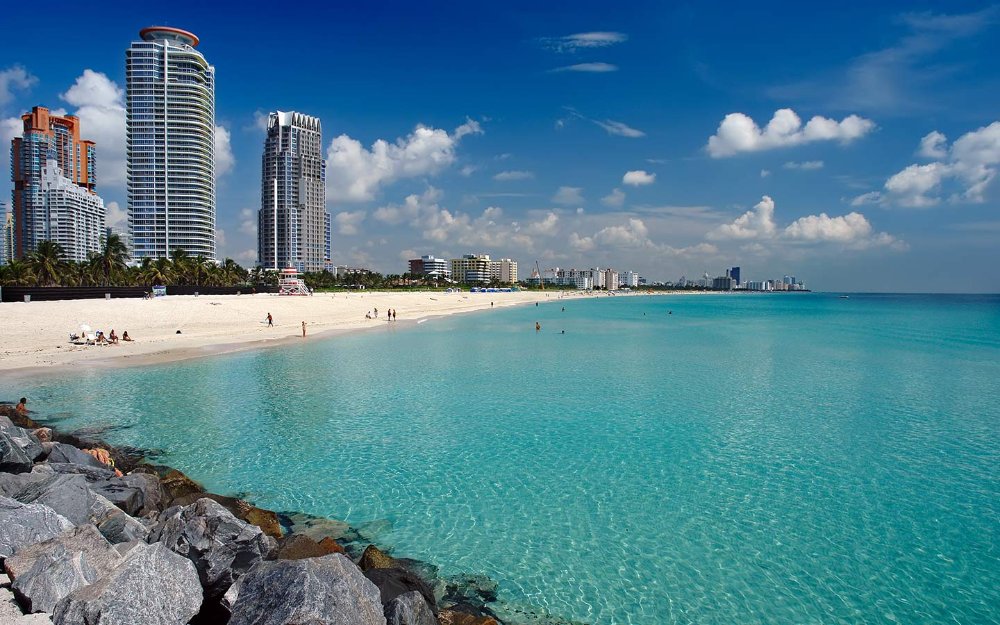 A sunny day on South Beach, Miami, a popular destination for RV travelers