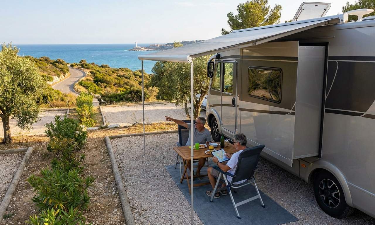 Motorhome parked near the beach in Nice