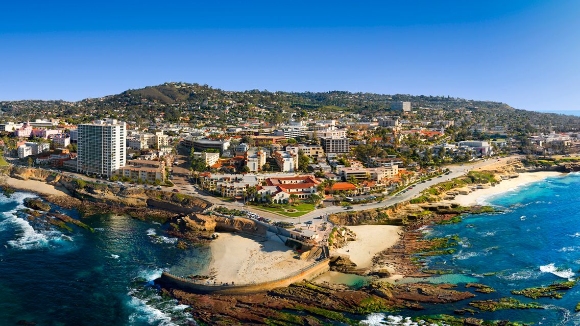 Aerial view of the stunning La Jolla coastline in San Diego