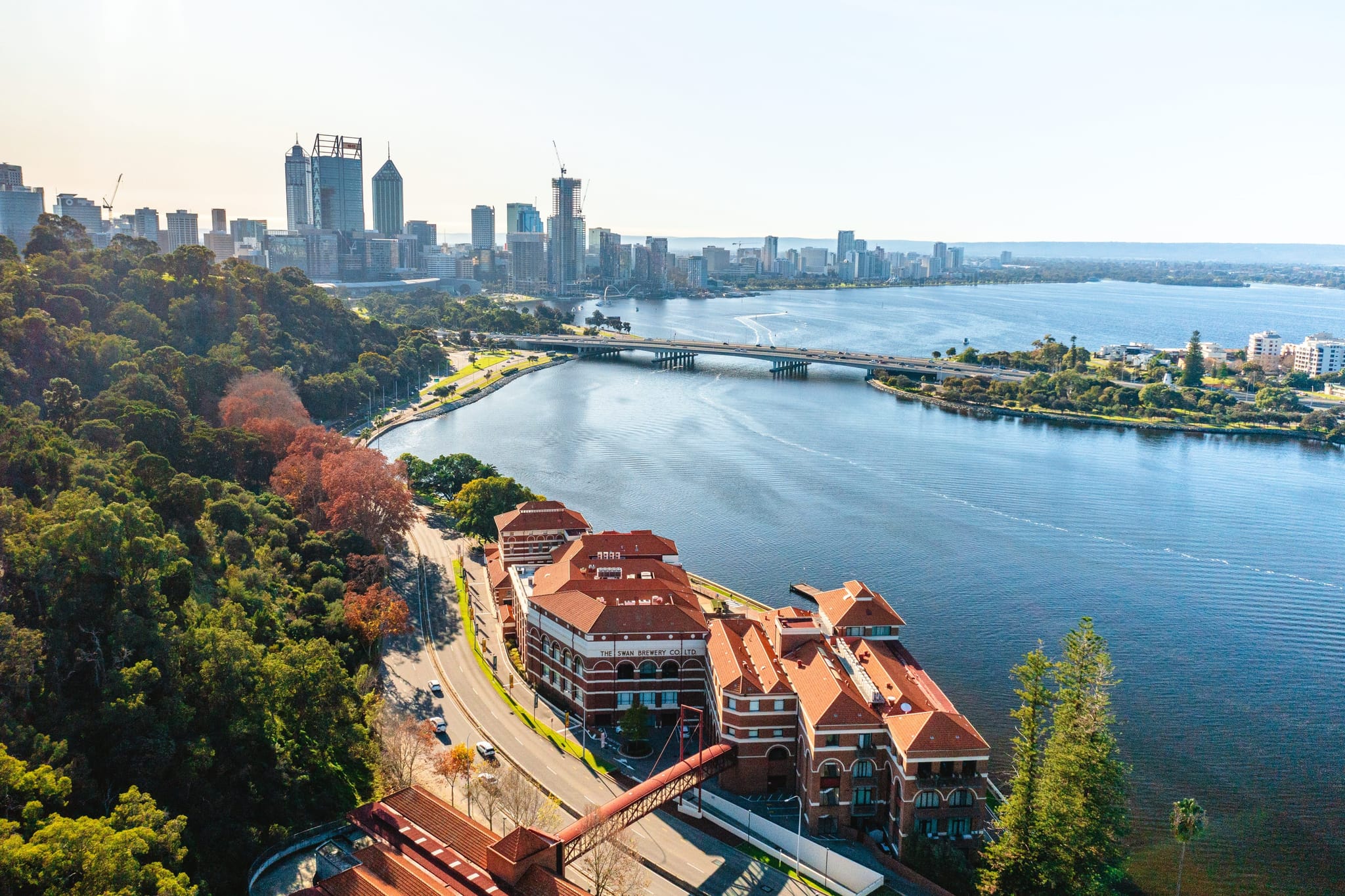 The modern skyline of Perth, Western Australia, a gateway to RV adventures
