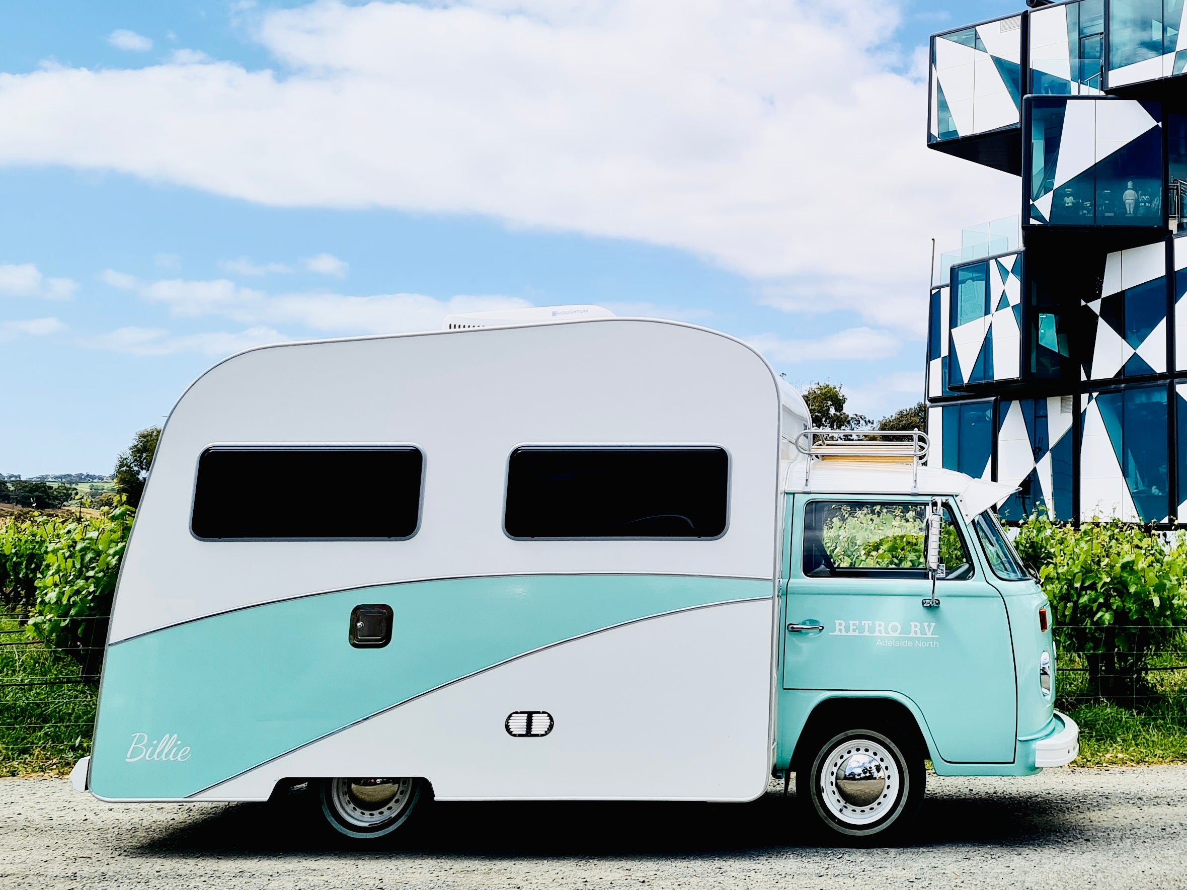 The iconic d'Arenberg Cube winery in McLaren Vale, a highlight of any Adelaide RV itinerary.