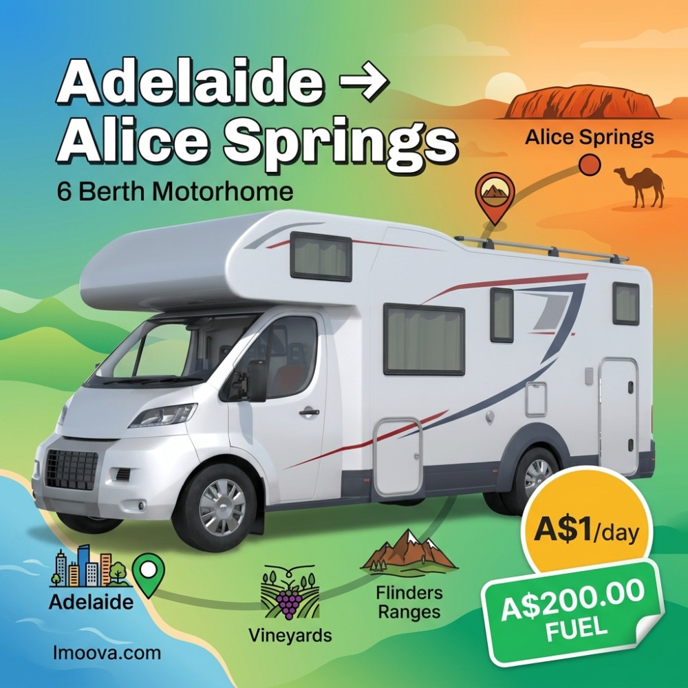 A weekly motorhome rental parked in a scenic spot in Adelaide
