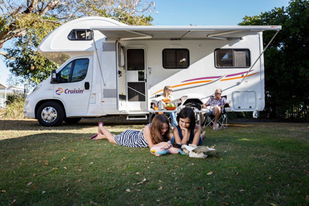 A family enjoying their motorhome rental near Adelaide.
