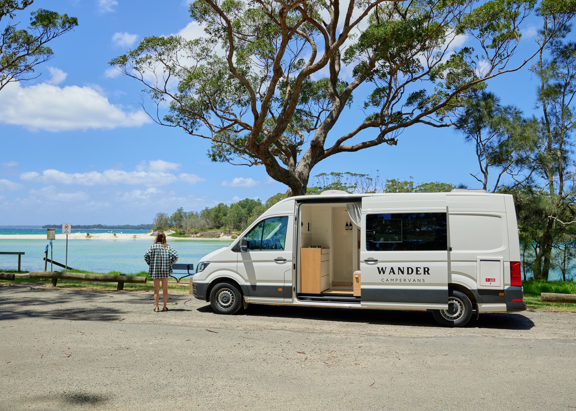 A campervan parked on a scenic road in the Adelaide Hills region.