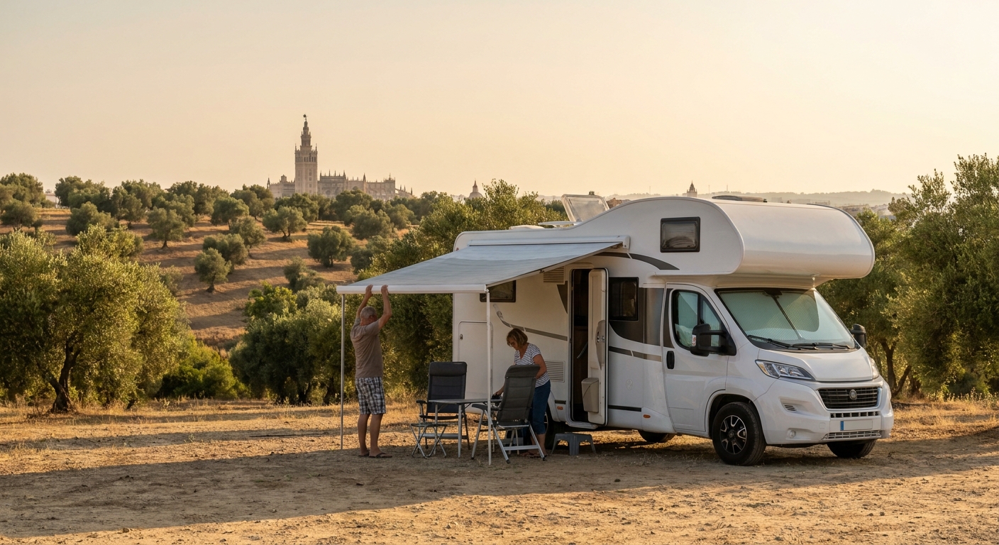 Luxury RV interior showing a modern kitchen and dining area