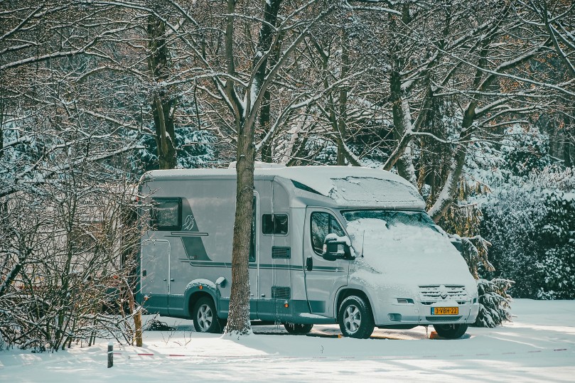 Various types of motorhomes parked at Camperpark Amsterdam