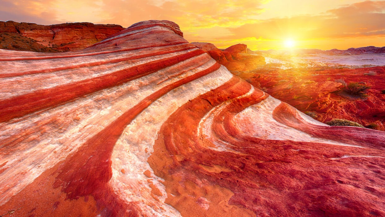 The stunning red rock formations of Valley of Fire State Park near Las Vegas, Nevada.