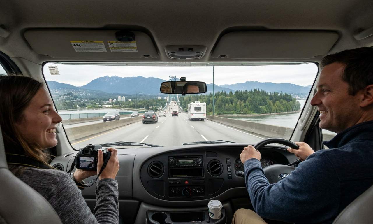 Family and dog enjoying a pet-friendly RV rental in Vancouver