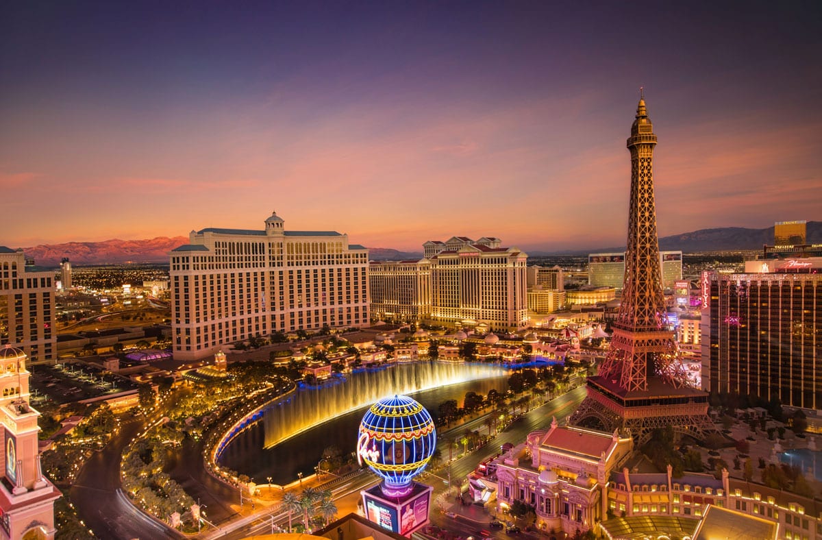 Overview of the Las Vegas Strip and surrounding desert