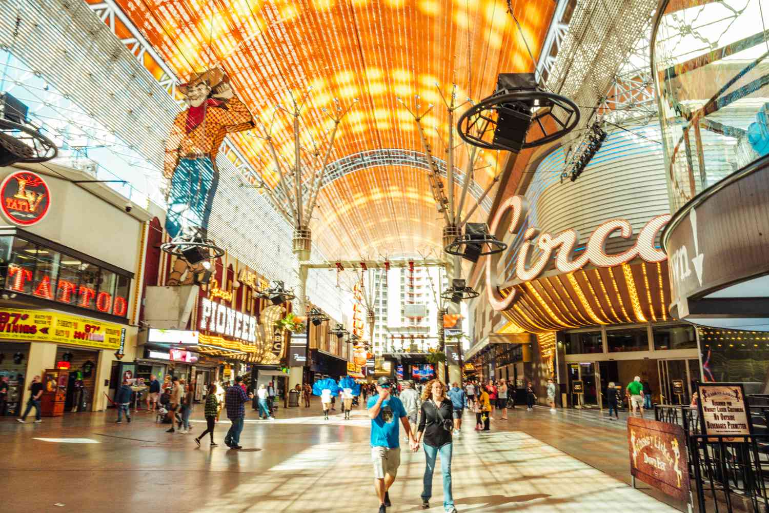 The vibrant Fremont Street Experience in downtown Las Vegas at night