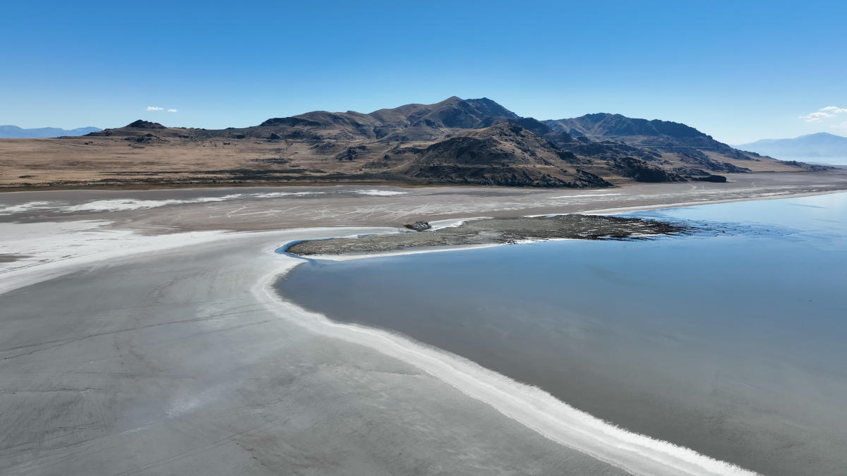 Aerial view of the Great Salt Lake near Salt Lake City