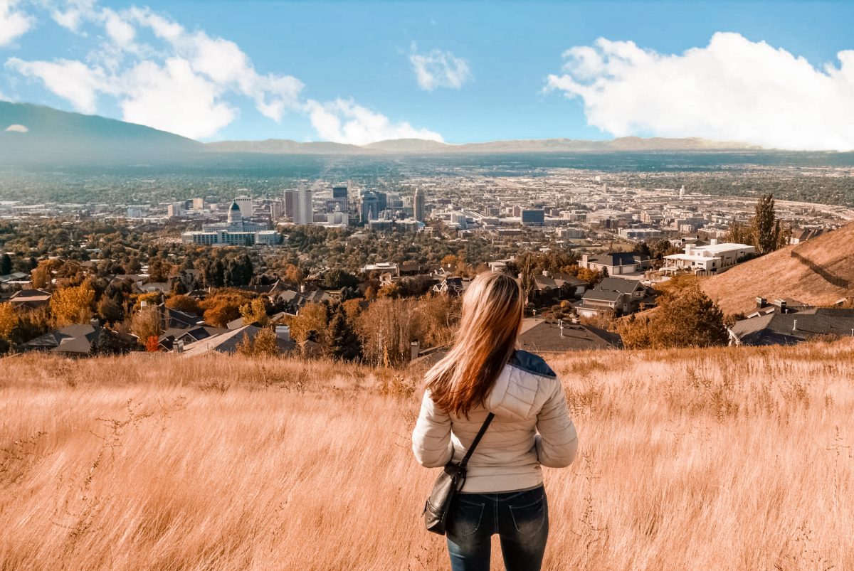 View over Salt Lake City from a high vantage point