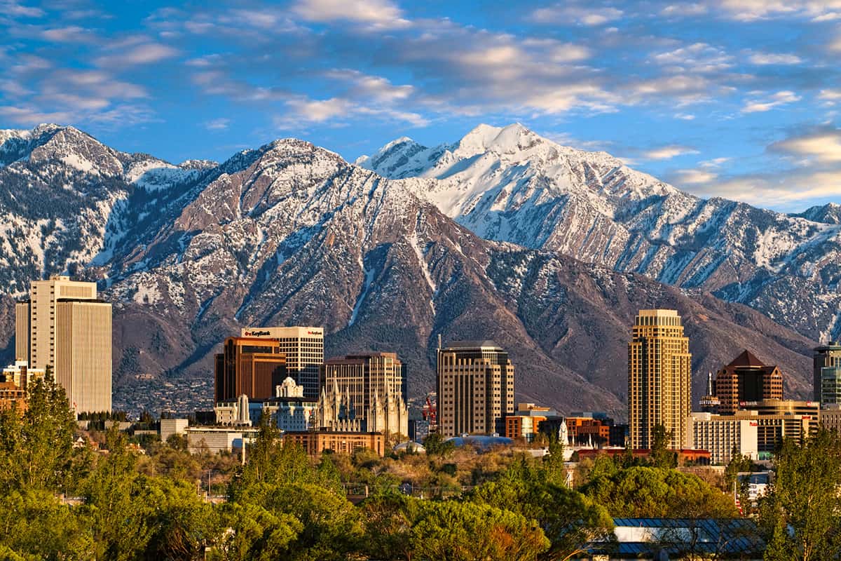 View of the Wasatch Mountains from Salt Lake City, perfect for an RV trip