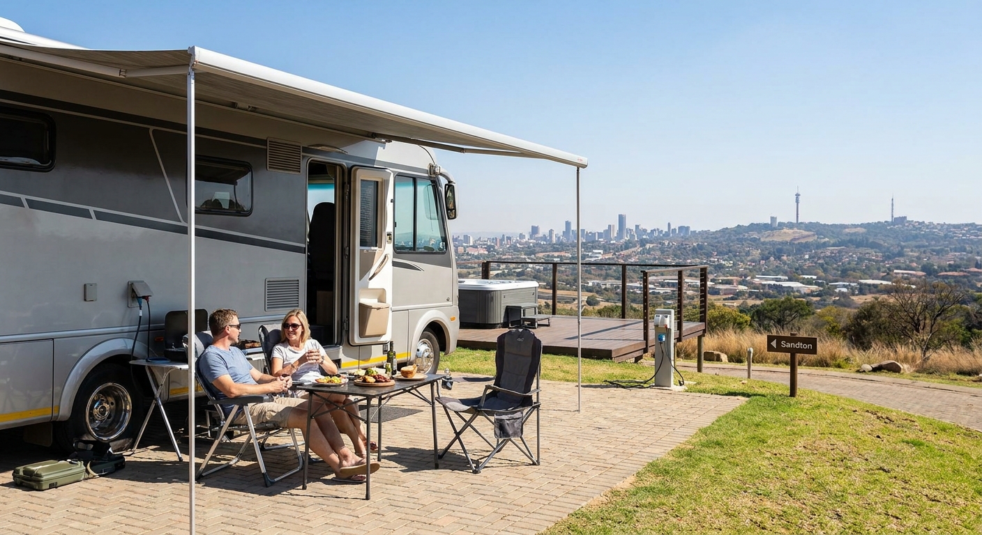 Campsite with RV in Johannesburg