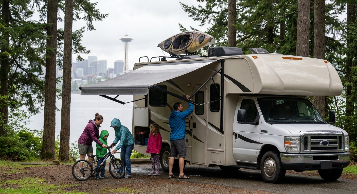 A cost breakdown chart for a last-minute RV rental in Seattle