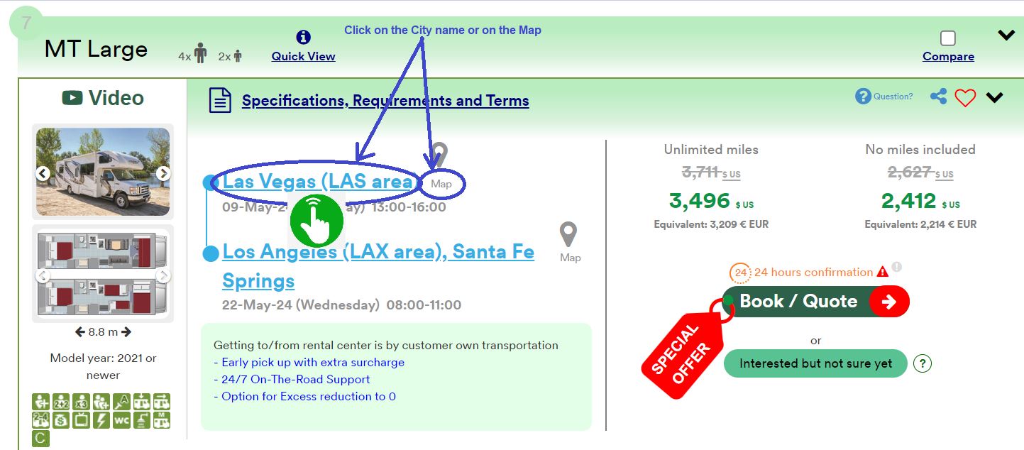 RV for rent in the Canada RV rental center location