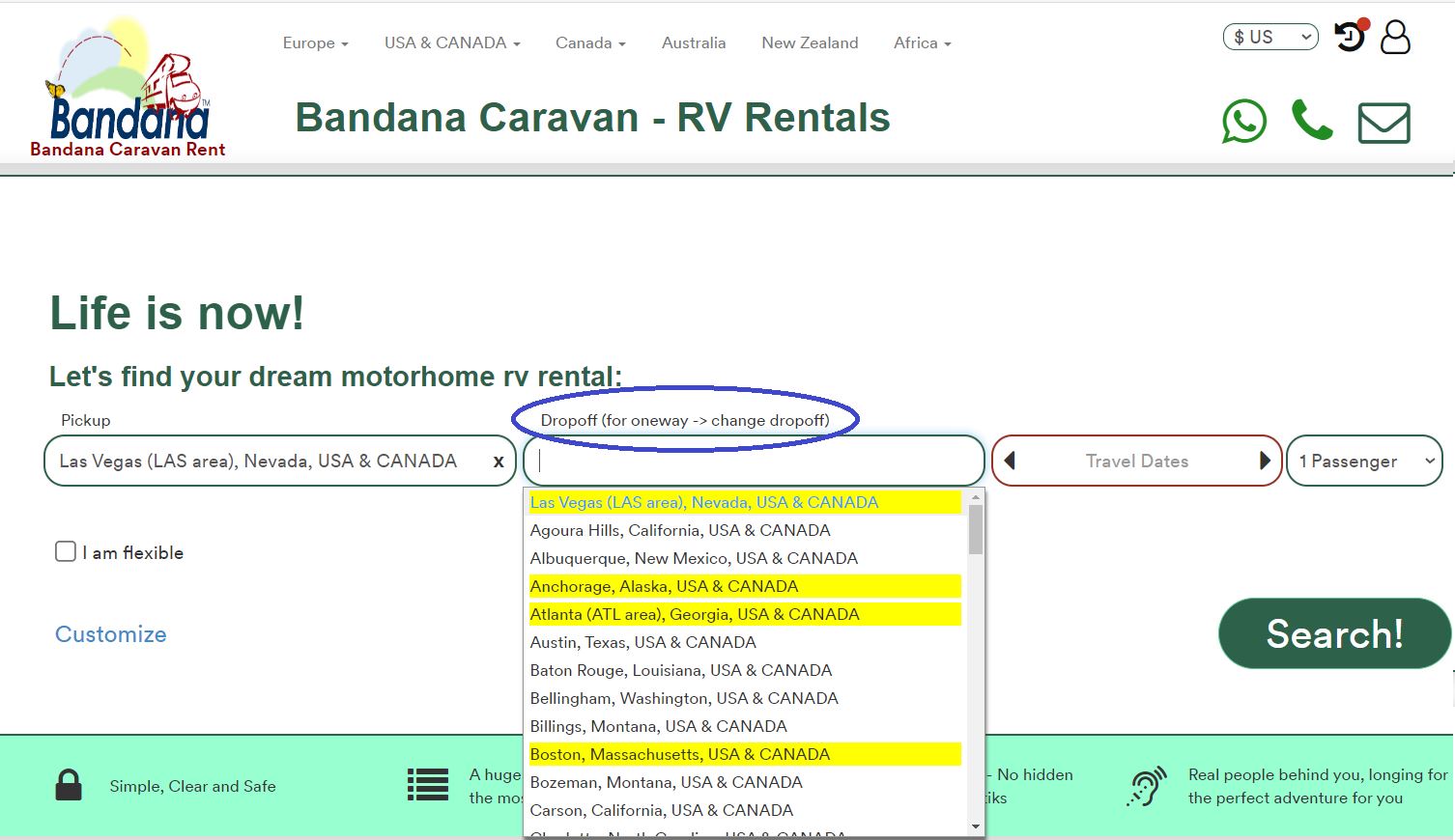 One way rv rental usa